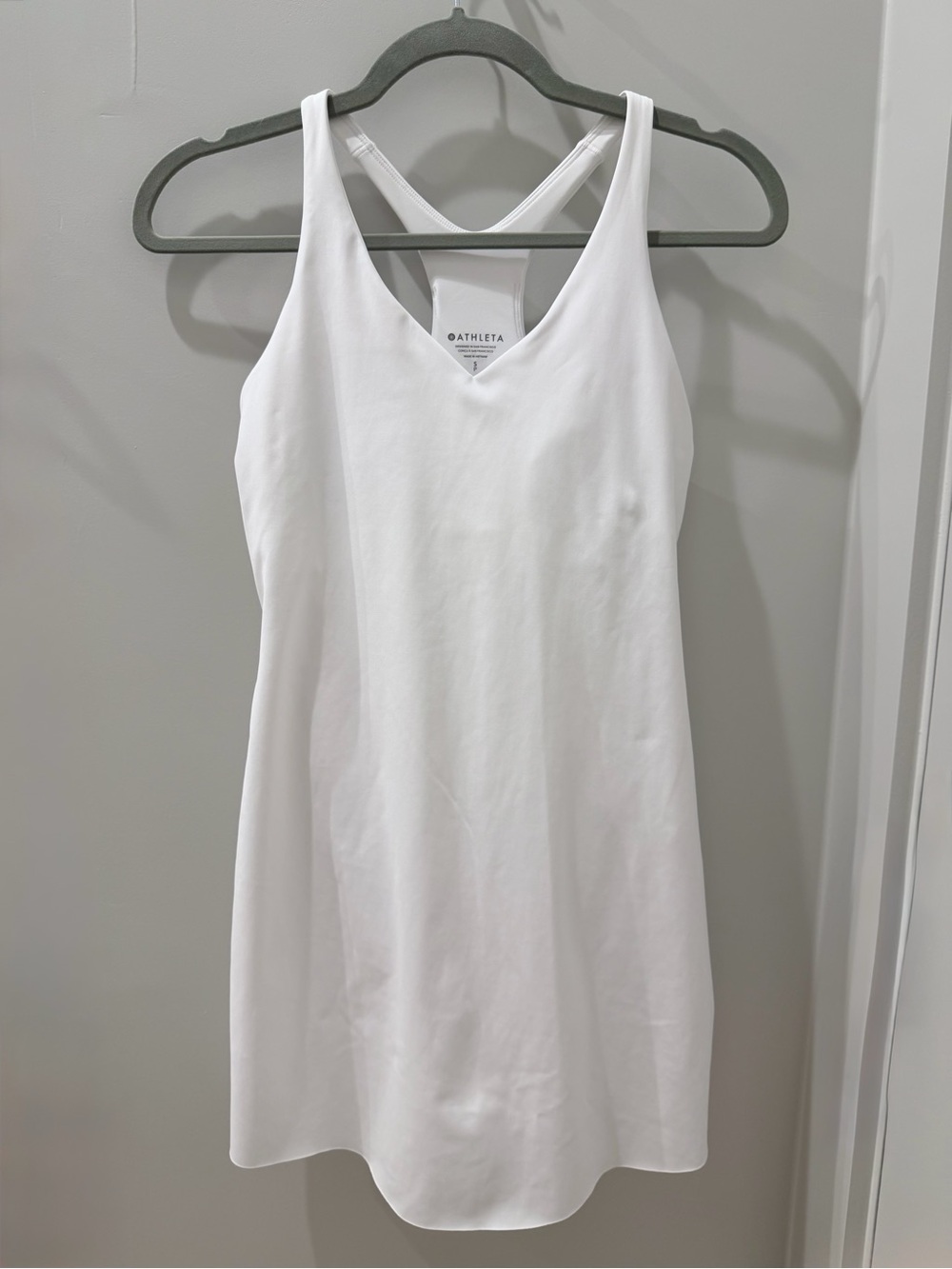 Athleta White Racerback Athletic Dress | Size Small | Built-In Bra